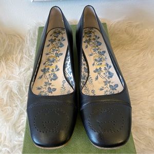 Gucci Hills Logo Ballet Flat Black Perforated GG Logo size 38.5